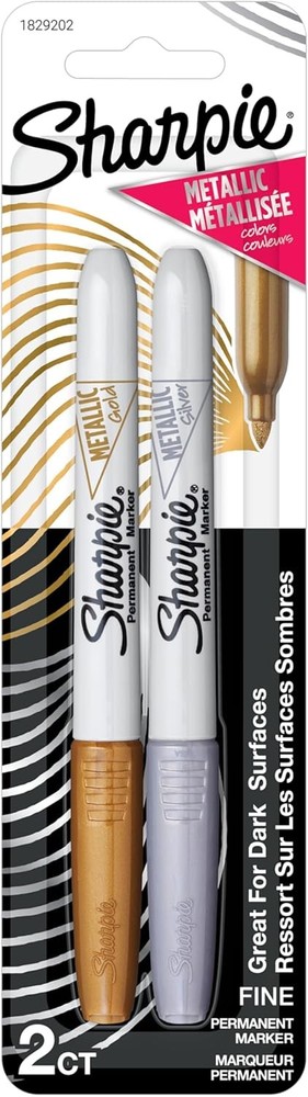 Sharpie Metallic Fine Point Permanent Marker, Assorted Colors, 2-Pack - 1829202