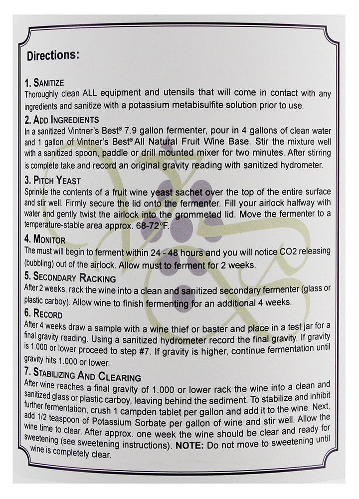 Vintner's Best Sangria Fruit Wine Base-128 oz. Jug