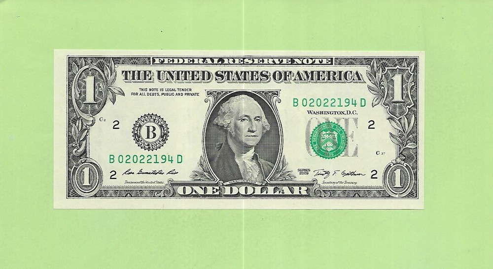 2009 ..UNCIRC $1  B 0202 2194 D  .... 2009 $1  B-D      NICE NOTE          FRN