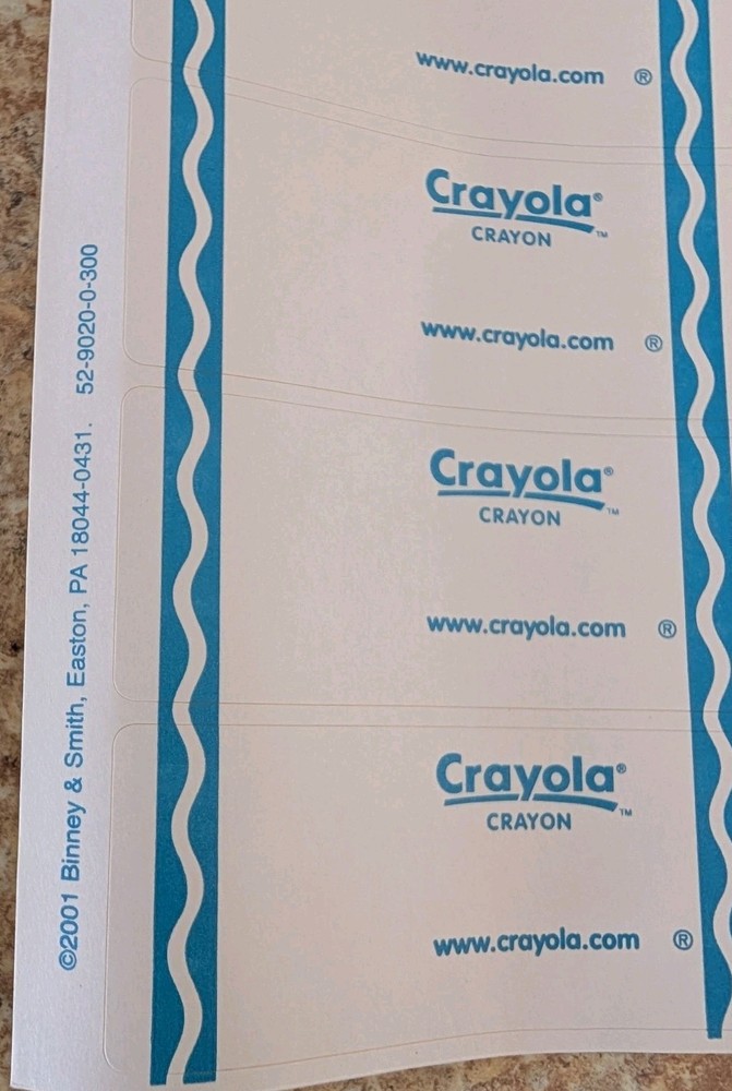 Crayola Crayon Wrappers New 2 Sheets