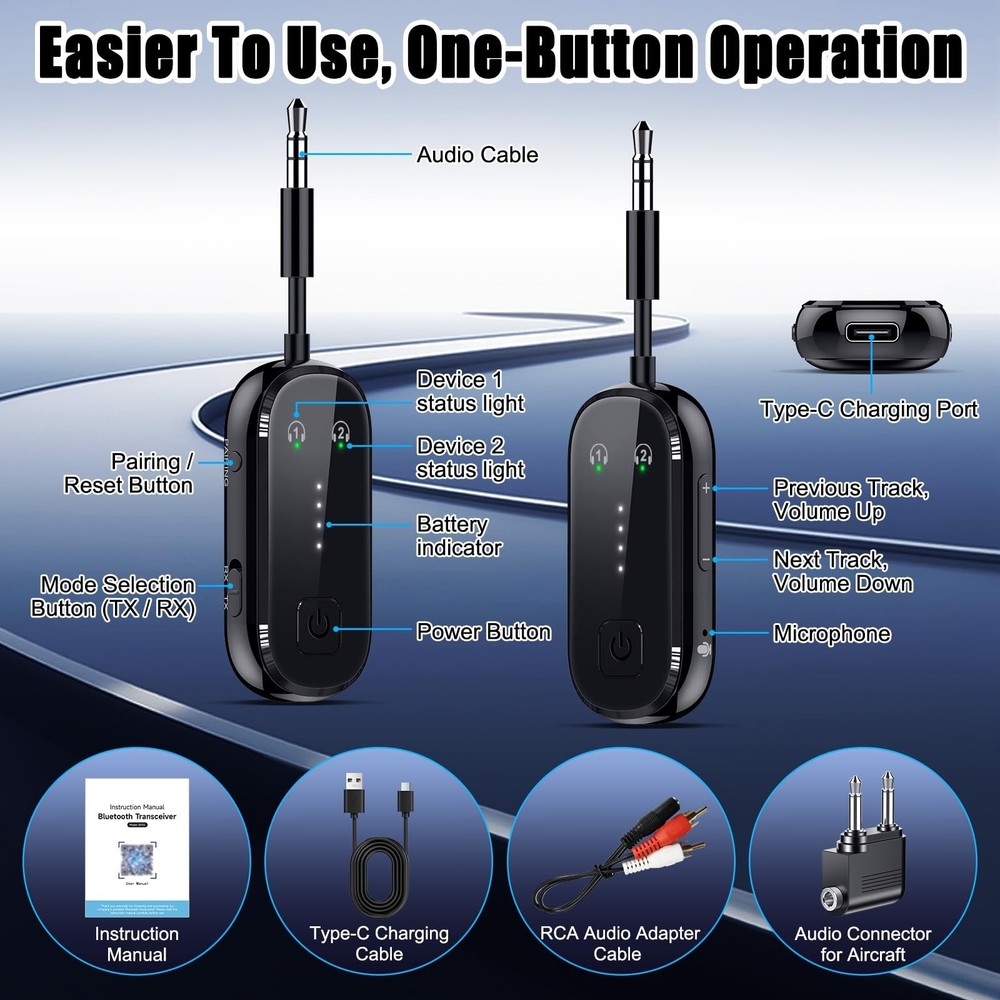 2026 Upgraded Pro Bluetooth 6.0 Transmitter Receiver|Bluetooth Adapter for TV...