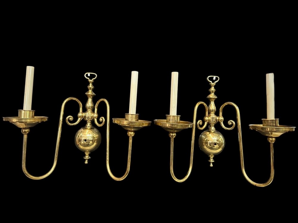 2-Arm Brass Wall Sconce Pair GA20093
