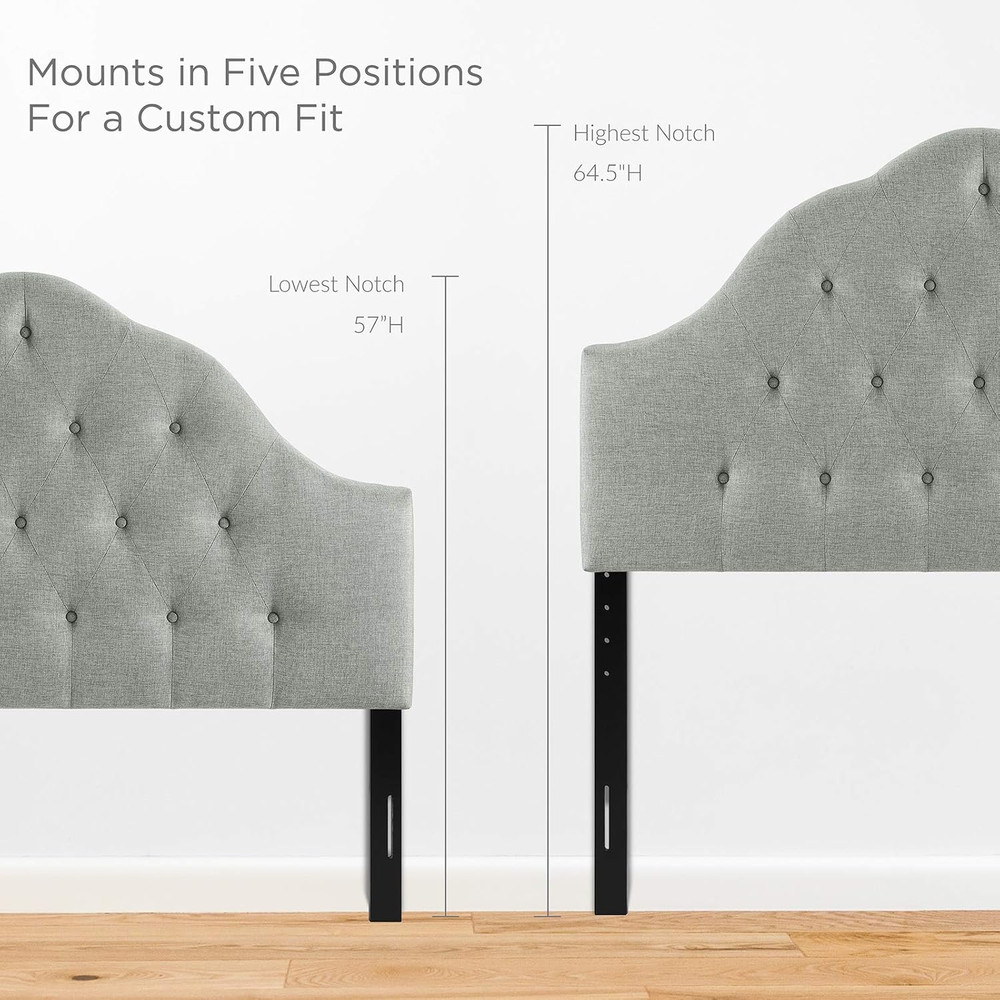 Gray Tufted Linen King Headboard - Elegant Upholstered Design