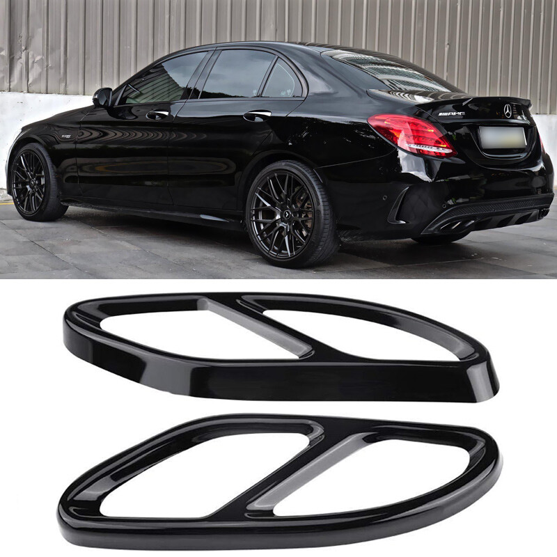 Black Steel Exhaust Tips For 2016-2023 Mercedes E-Class E300 E350 E400 E450 E550