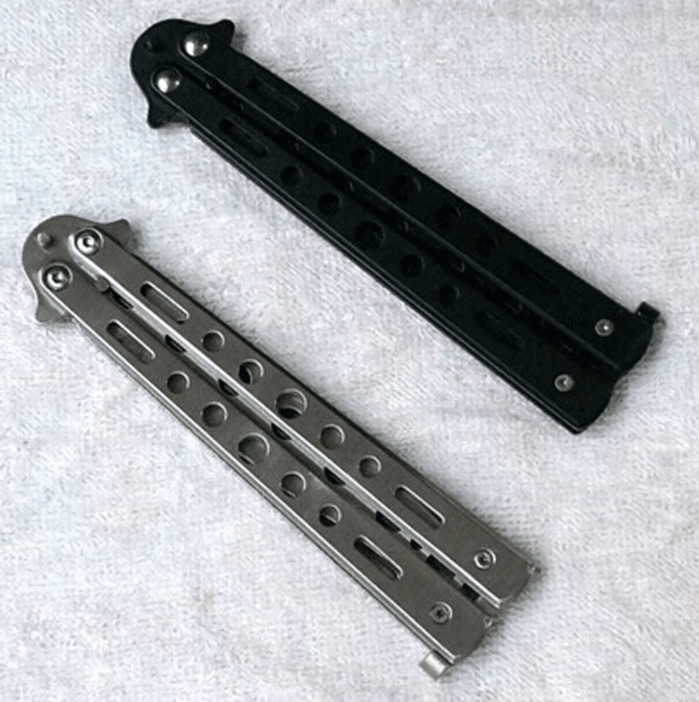 2Pack Butterfly Trainer Training Dull Tool Metal Knifes Practice Stainless BLACK