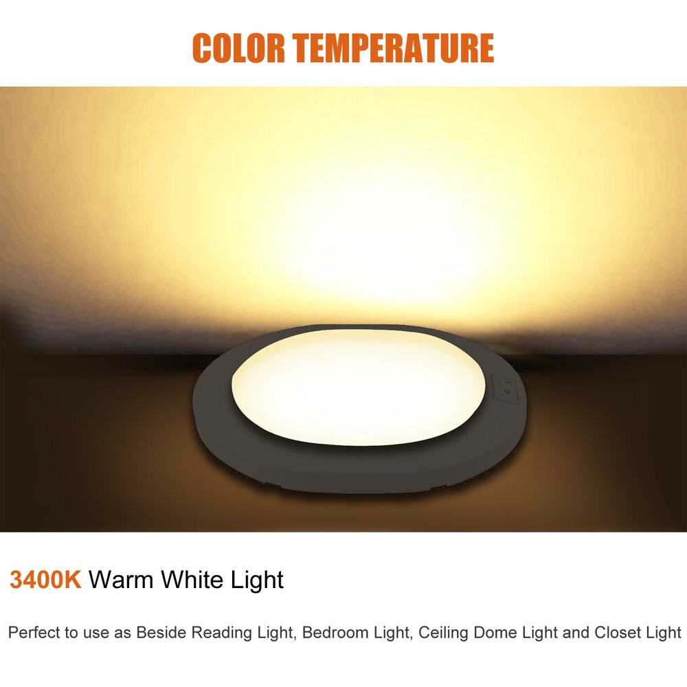 6" RV LED 12V Pancake Light Interior Lighting Ceiling Dome Lamp Camper Trailer