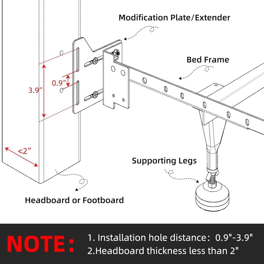 2 PCS Bed Frame Brackets Adapter for Large, 2Pcs Headboard Attachment