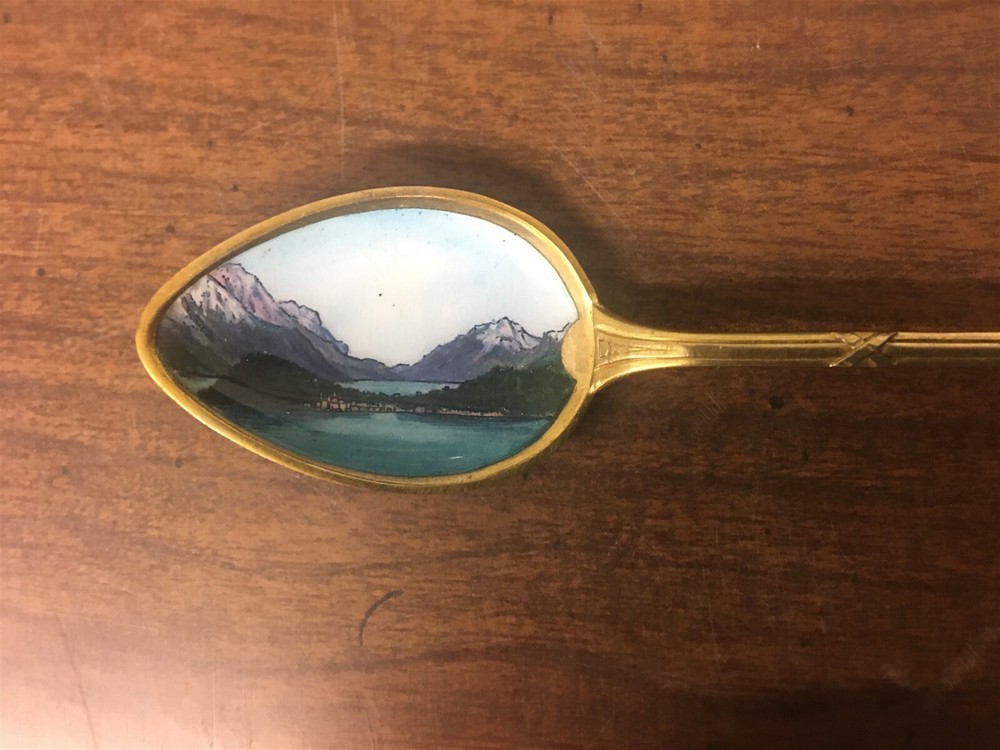 .800 Silver Enamel Bellagio Souvenir Spoon