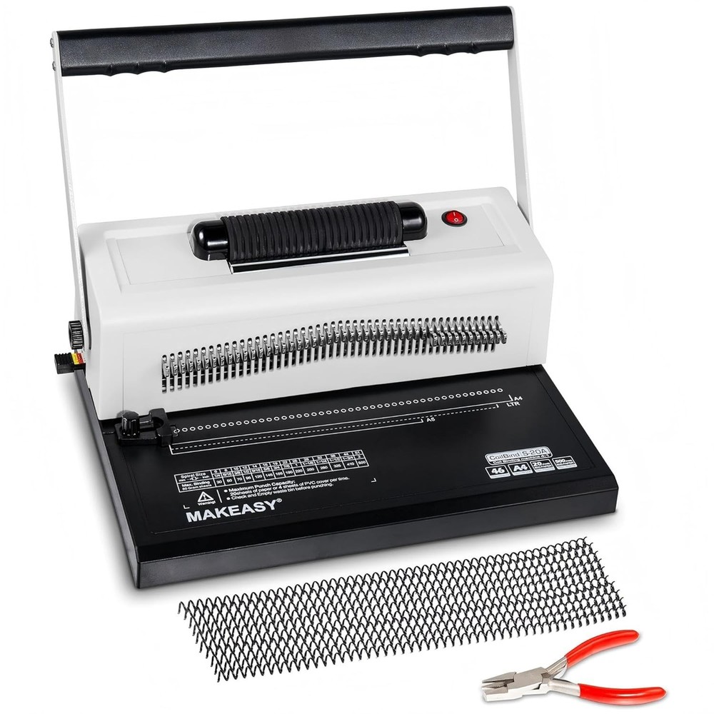 MAKEASY Spiral Coil Binding Machine with 46 Fully Disengaging Pins#3575ER6