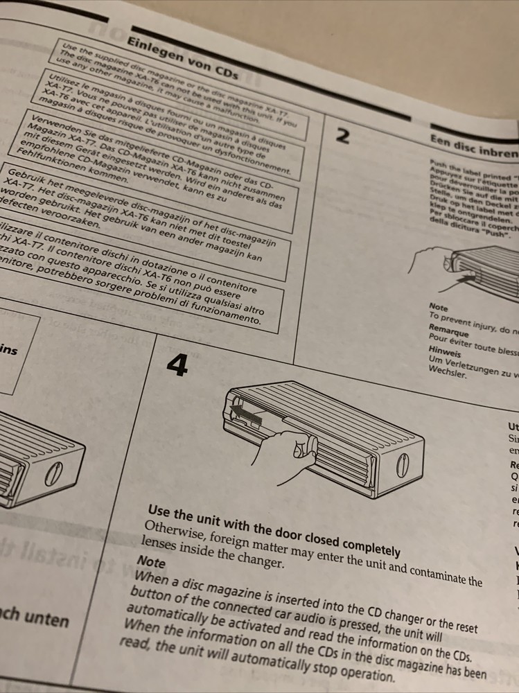 Sony Compact Disc Changer Operating instructions CDX-T69 Original (2002)