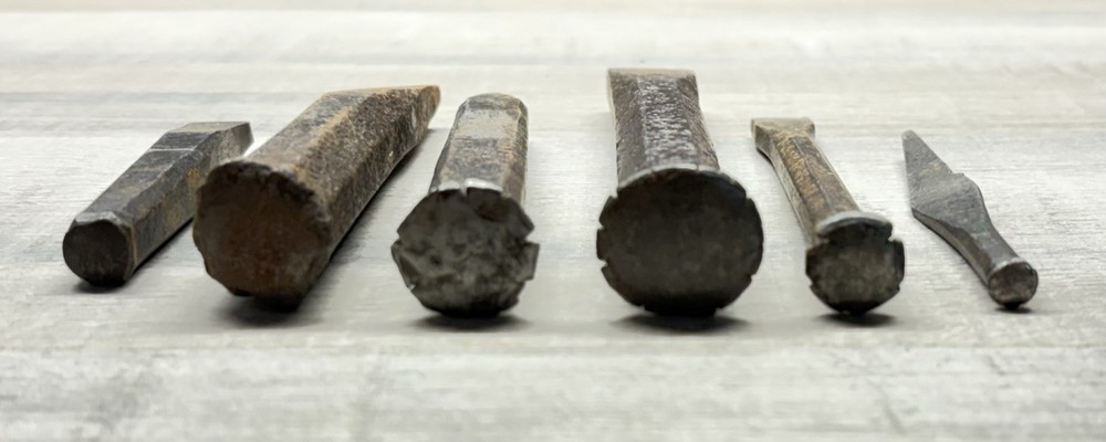 Vintage Steel Punch & Chisel Lot 6pc Blacksmith Masonry Tools 7” Max