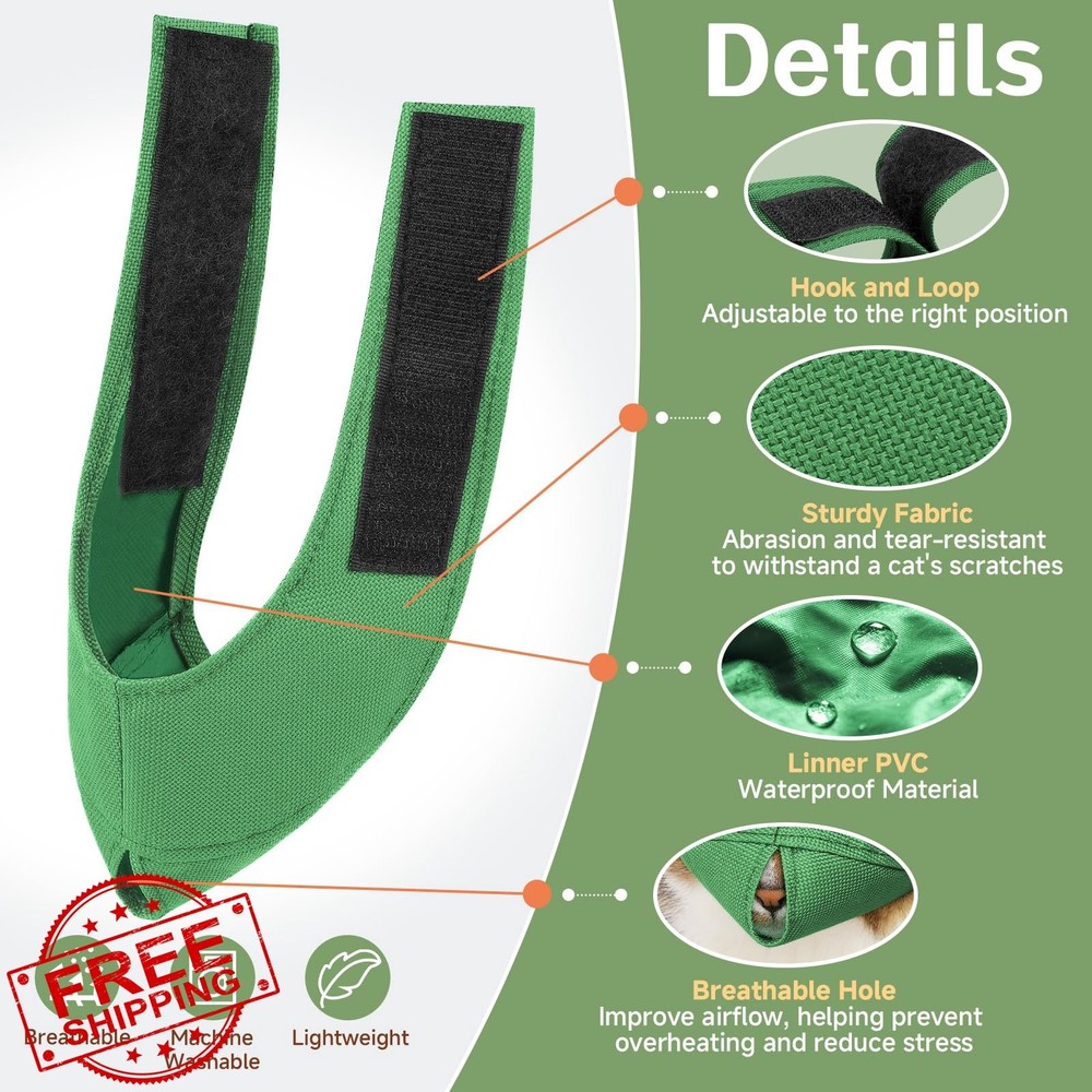 BARKLESS Green L Cat Calming Muzzle Grooming Biting Scratching Head Cover