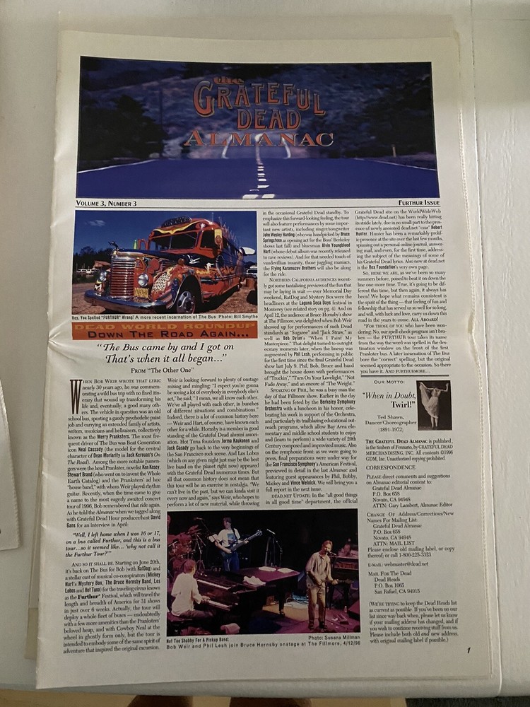 Grateful Dead Almanac Lot Of 9 Issues
