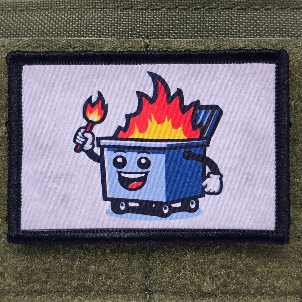 Dumpster Fire Patch Moral Tactical Meme Trash Military USA Flag Hook & Loop 3x2