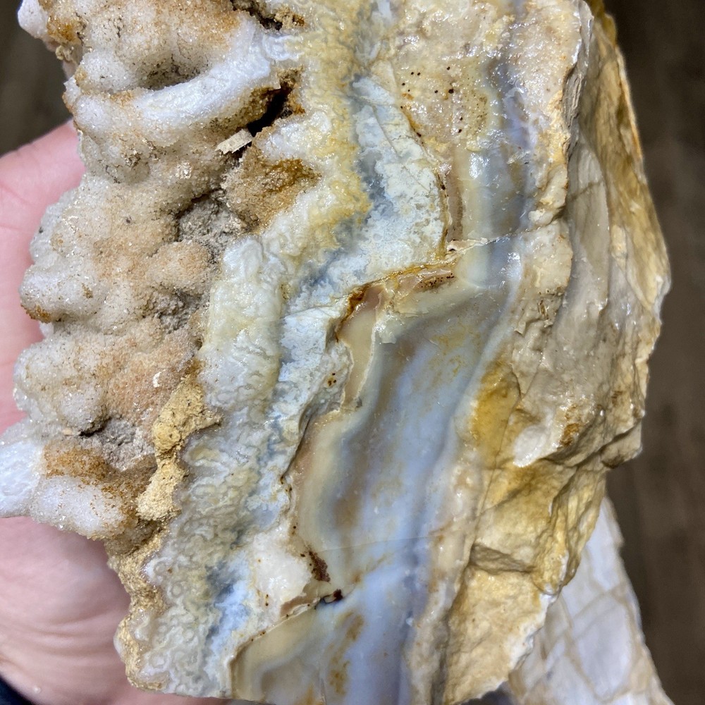 Massive Wyoming Lace Agate Rough With Botryoidal Druzy Quartz