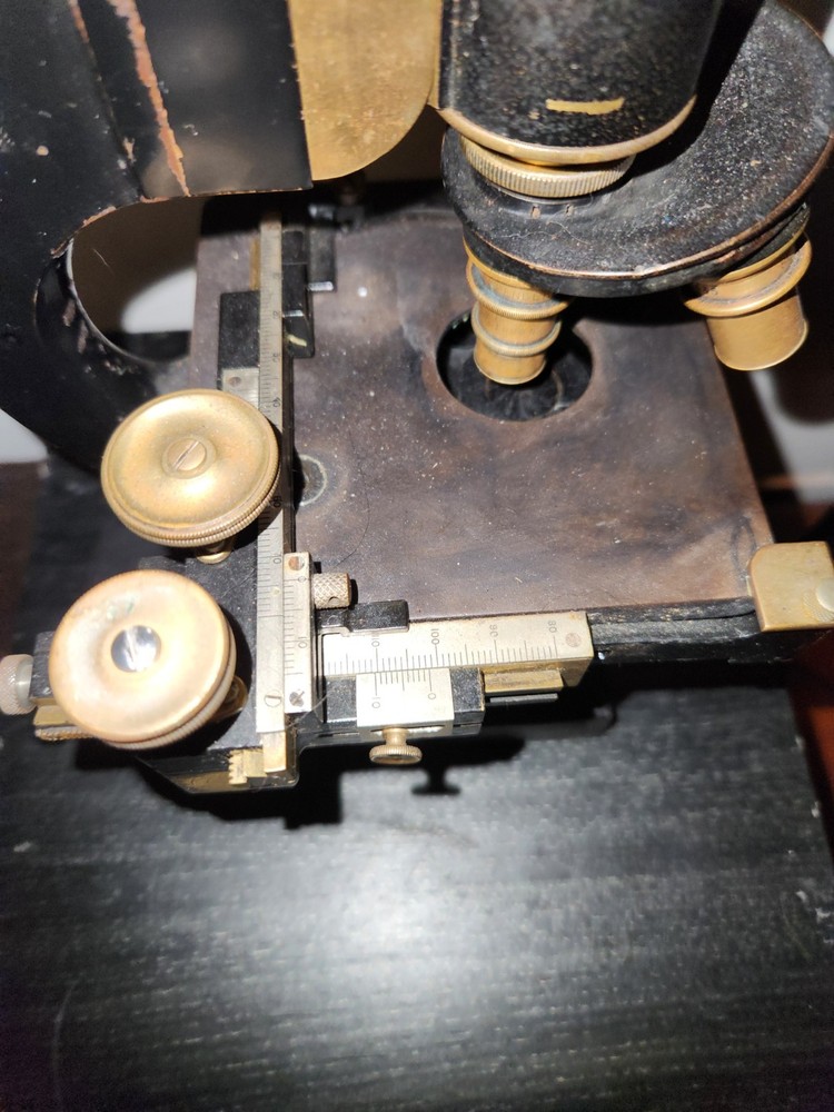 C. 1900 Antique Bausch Lomb Microscope w/ Stage & Light Source