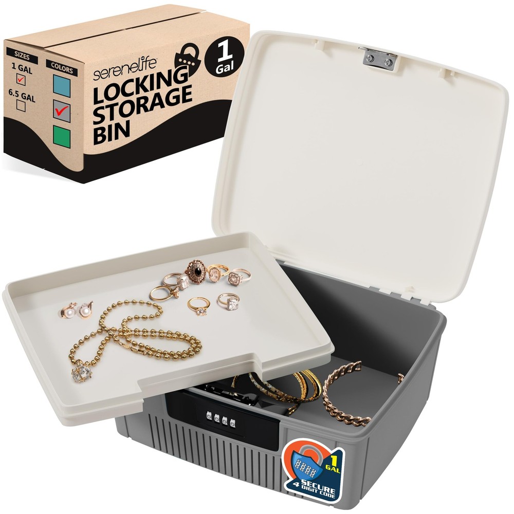 Heavy Duty Storage Box with 4 Digit Combination Lock Stackable Organizer