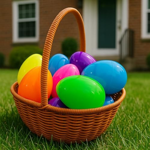 12 Pack 4.7" Large Easter Eggs, Fillable Plastic Easter Eggs in 6 Bright