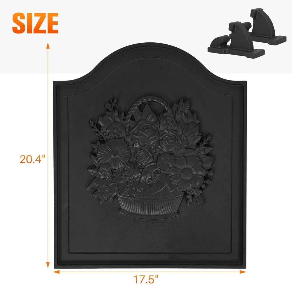 Firebacks for Fireplace,Cast Iron Fireback with Feet,Fireplace Back Plates,He...
