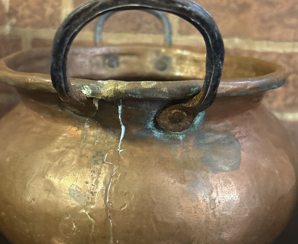 Antique Primitive Copper Cauldron Kettle Pot