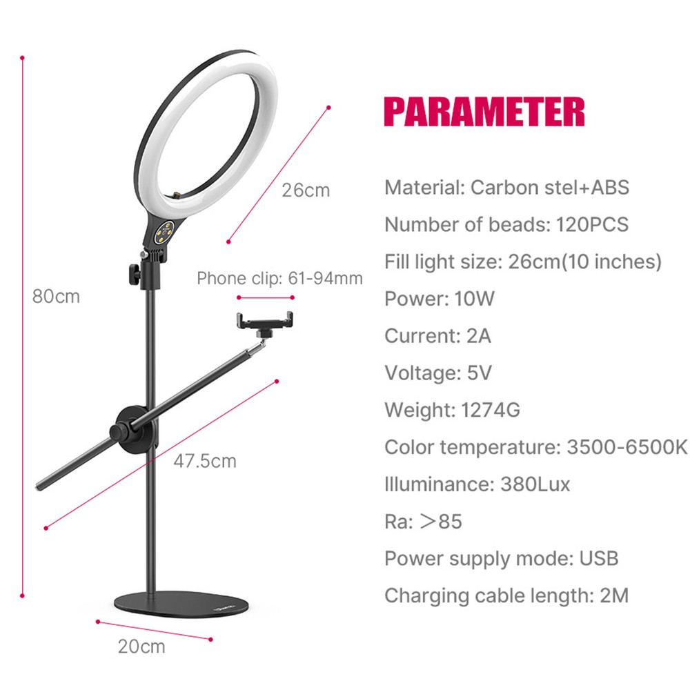 Ulanzi Desktop Ring Light Set with Overhead Shooting Bracket Fill Light