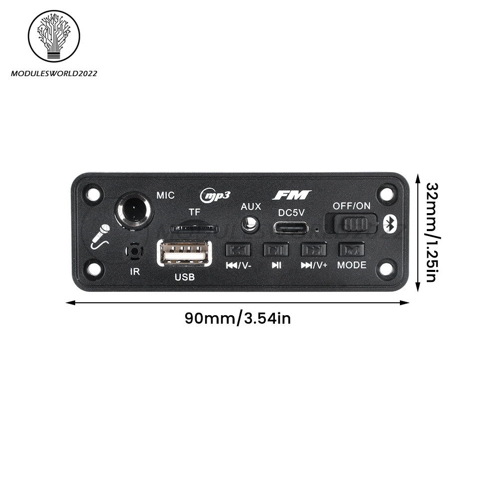 MP3 Bluetooth5.3 Power Amplifier Decoder Board USB TF FM Radio 2*3W Audio Player