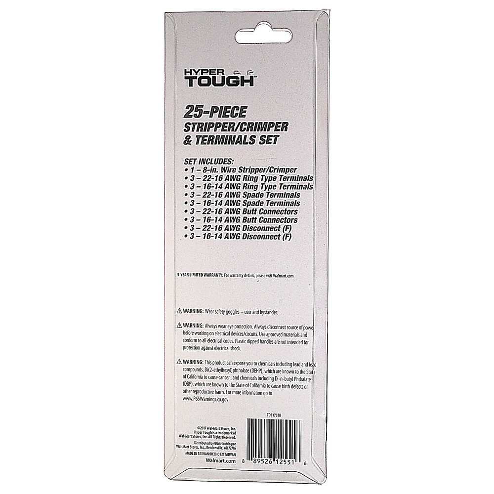 Hyper Tough Wire Stripper and Crimper with 25 Piece Terminal Connector Set