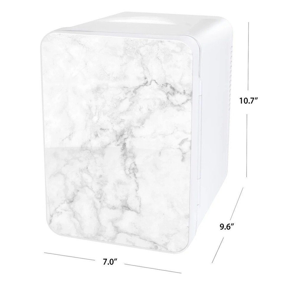 Personal Chiller Mini Fridge Small Space Cooler, White Marble