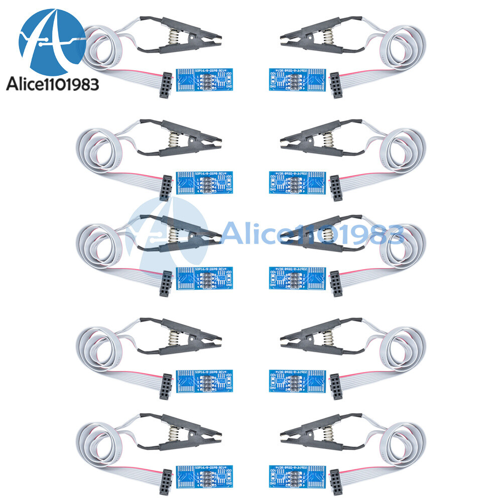 10PCS SOIC8 SOP8 Flash Chip IC Test Clips Socket Adpter BIOS/24/25/93 Programmer