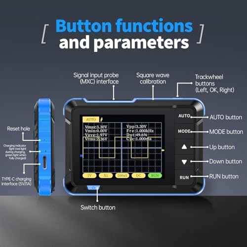 Portable 2.8" TFT Digital Oscilloscope Kit - 200KHz Bandwidth, 2.5MS/s Sampling