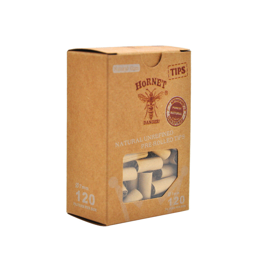 120x/box Pre Rolled Natural Unrefined Cigarette Filter Rolling Paper Tips 7mm