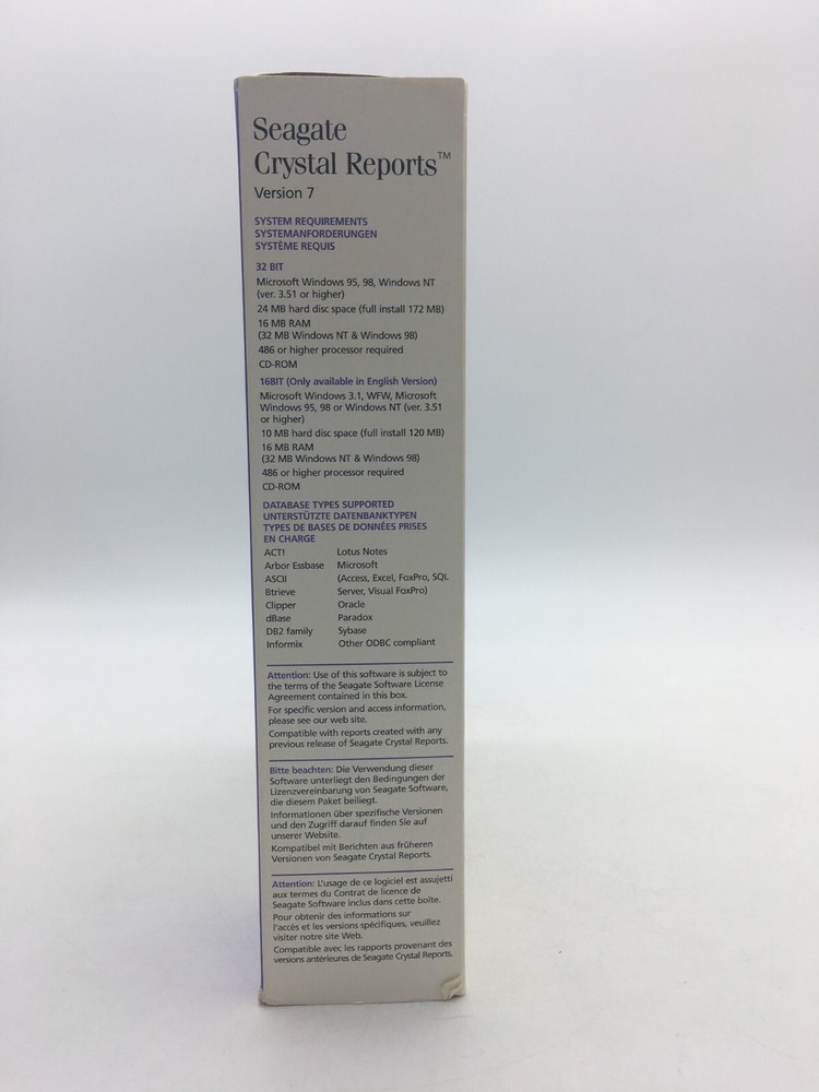 Seagate Software Crystal Reports Professional Upgrade Version 7