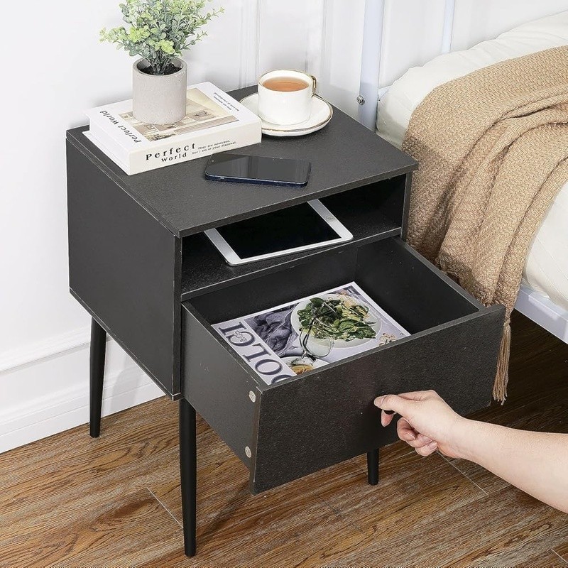 Multi-Functional Nightstand End Table W/ 3 Tiers Storage & Easy Assembly New