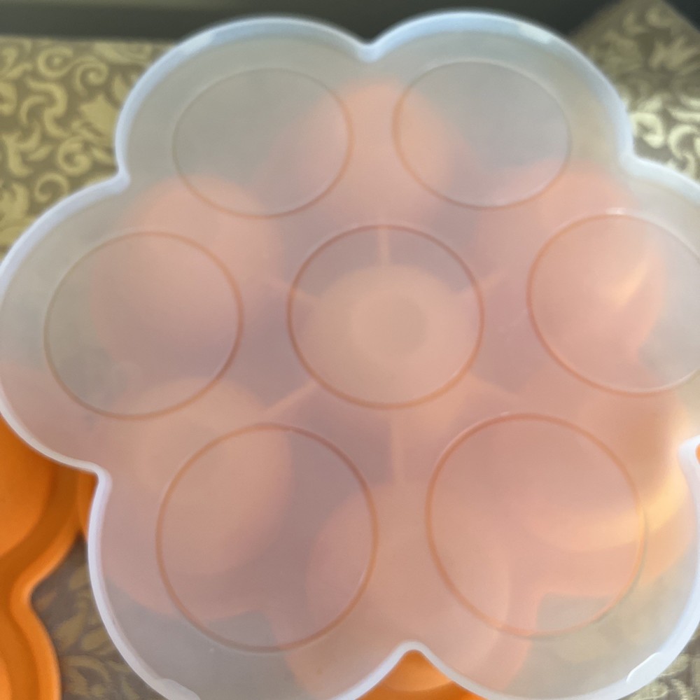 2 Silicone Egg Bite Molds With Lid Orange Color