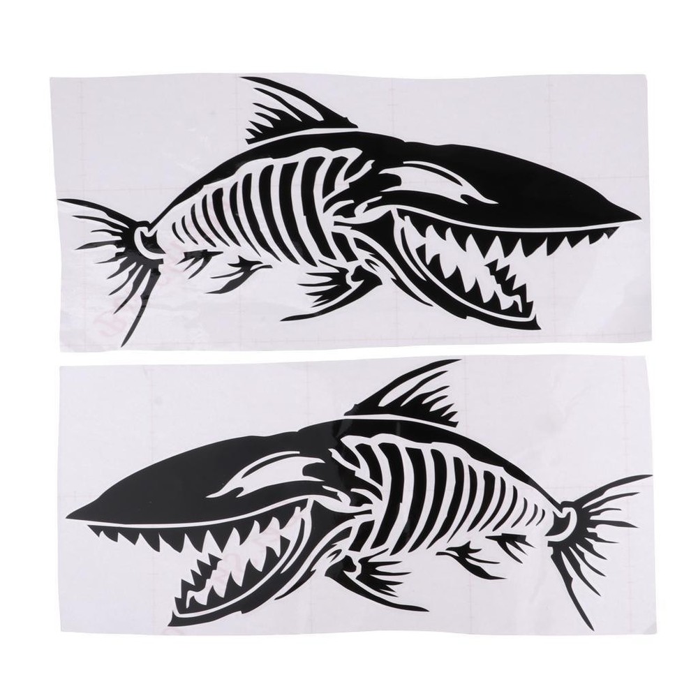 Pack 2 Waterproof Kayak Skeleton Fish Bone Decal Funny Stickers