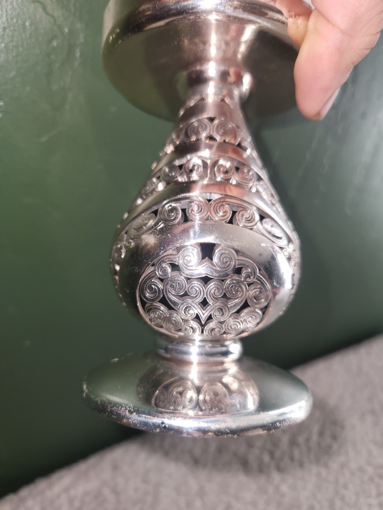 BRIGHTON 5" CANDLE HOLDER SILVER CANDLESTICK SCROLL DESIGN SILVER PLATED