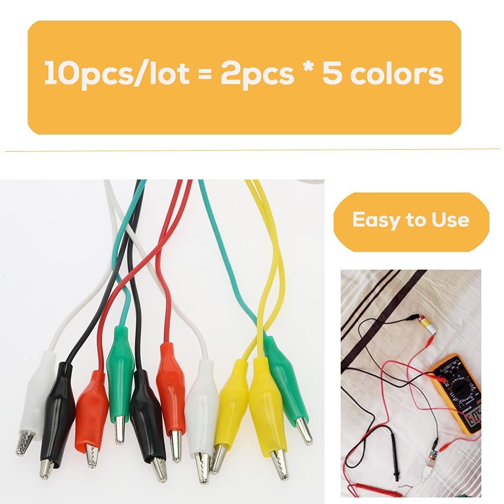 Versatile 10PCS Alligator Clips Set - 5 Colors for Electrical Testing & Probing