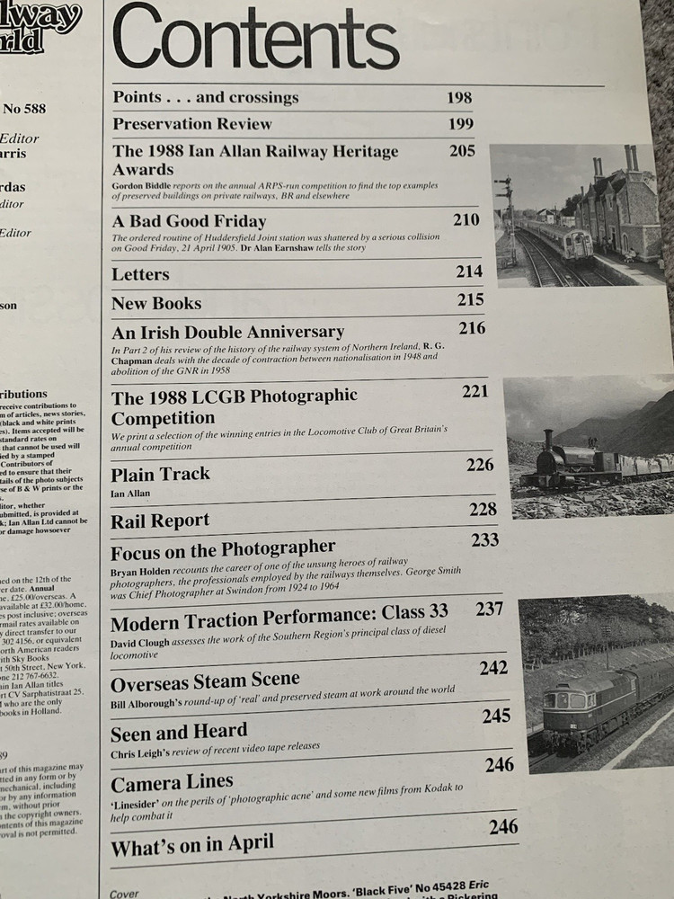 Railway World Magazine - 1989 -April issue - Class 33 Performance
