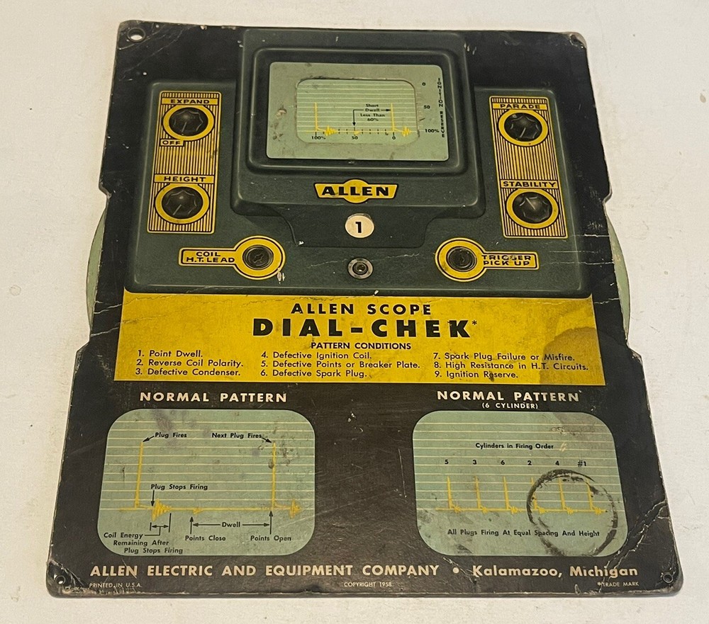 1958 Allen Scope Dial Chek Cardboard Slide Chart