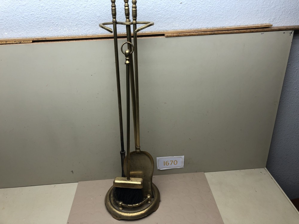 Vintage BRASS FIREPLACE TOOL SET - Japan
