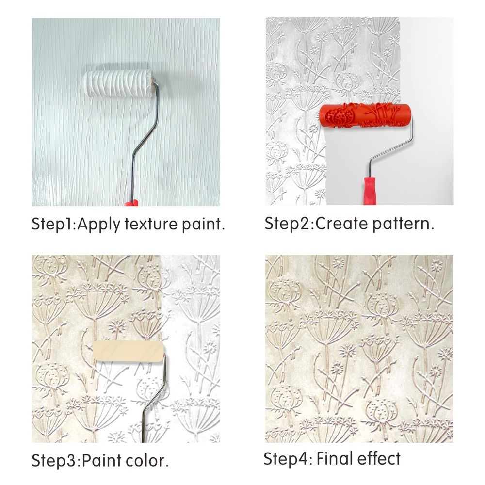 7'' Patterned Paint Roller for Wall Decoration Classic Brick Embossing Textur...