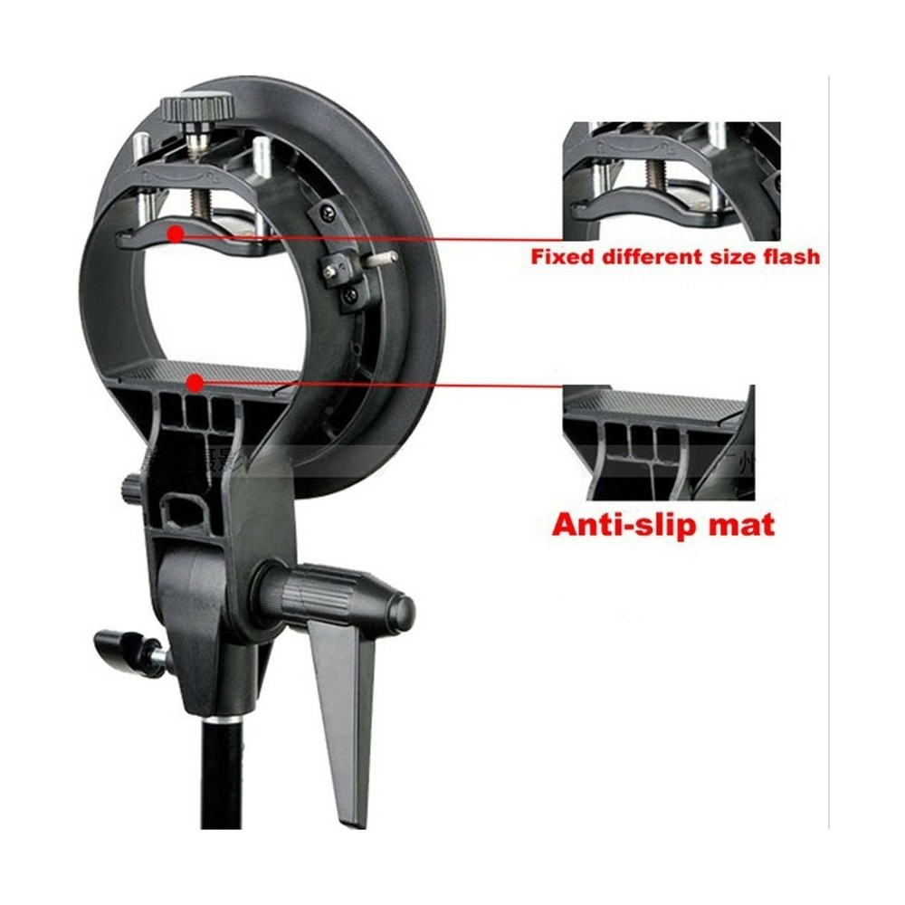 S-Type Bracket Bowens Horizontal Flash Head Mount Holder for Reflector Umbrellas