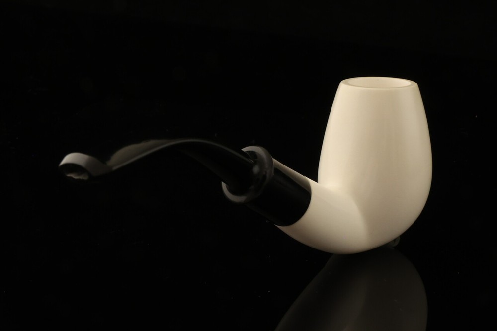 Bent Billiard Block Meerschaum Pipe with custom case 13990
