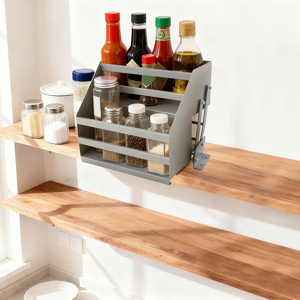 Kitchen Pull Down Shelf Upper Cabinet Wall Cabinet Storage Organizer Spice Rack