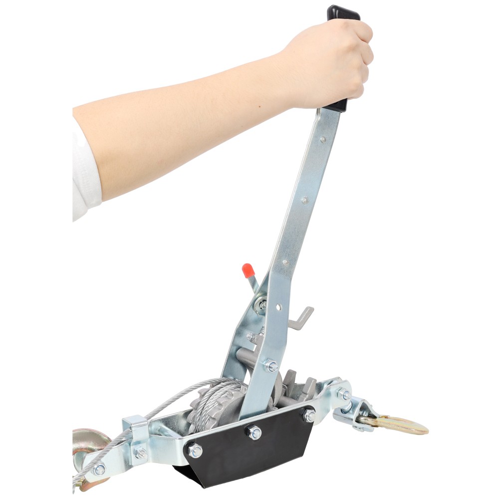 2T HAND Winch PULLER,DOUBLE GEAR,3 HOOKS, 12FT Cable,Power Cable Puller