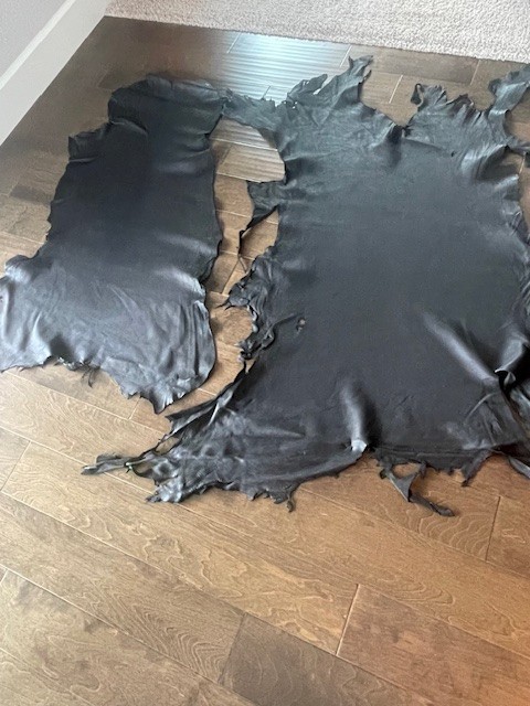 Black Calfskin Leather - 2 pieces 18 sq ft