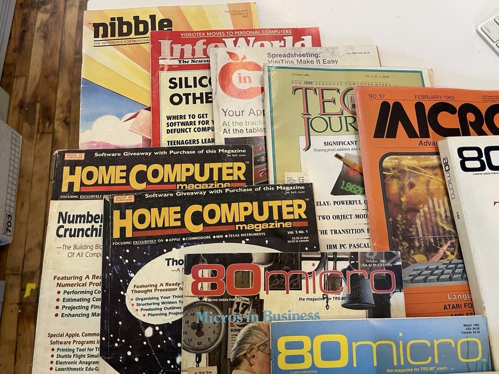 16x Vintage Computer Magazines - BYTE, 80 Micro, InCider, Nibble Etc