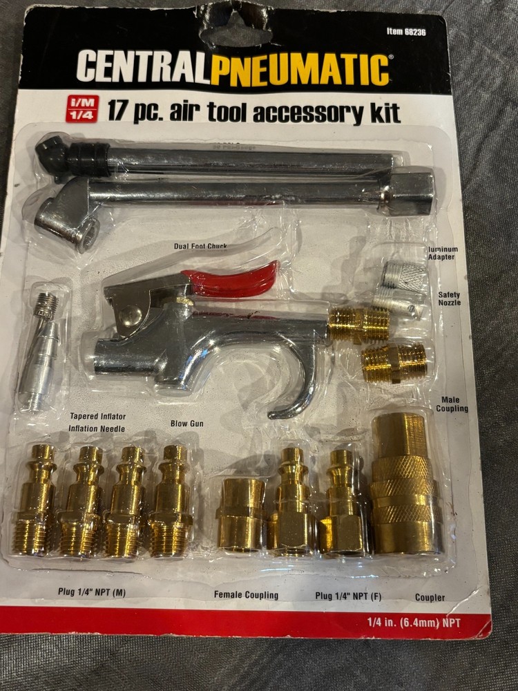 17 PC Compressed Air Tool Accessory Kit Pneumatic Compressor Hose Couplers. NEW
