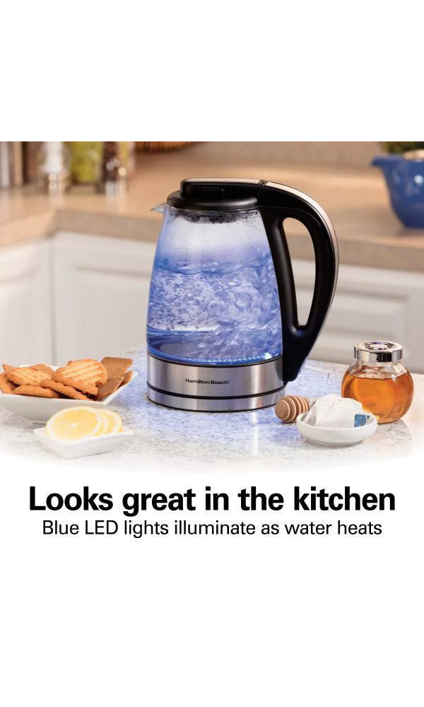 Hamilton Beach 1.7L Illuminated Glass Kettle - 40869