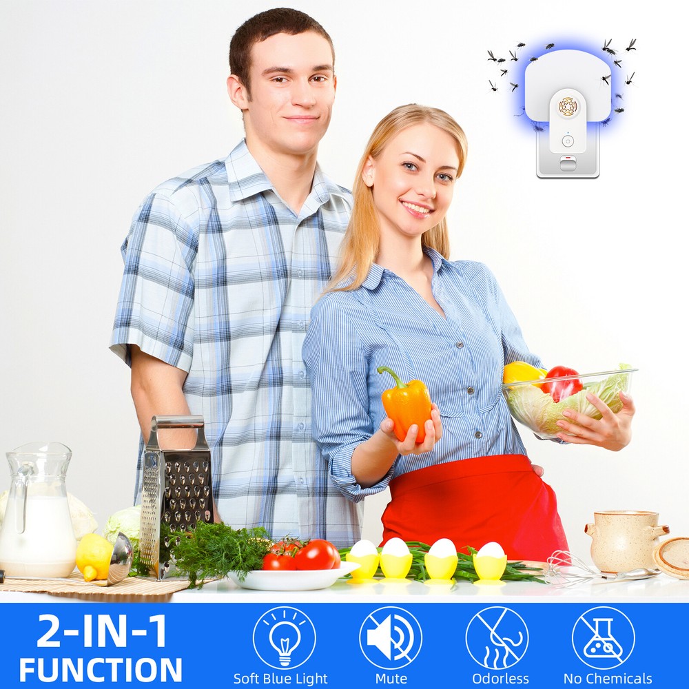 2 White Flying Insect Trap Ultrasonic Pest Repeller US